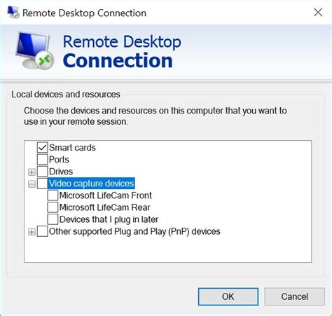 allow smart card device redirection|rdp device redirection.